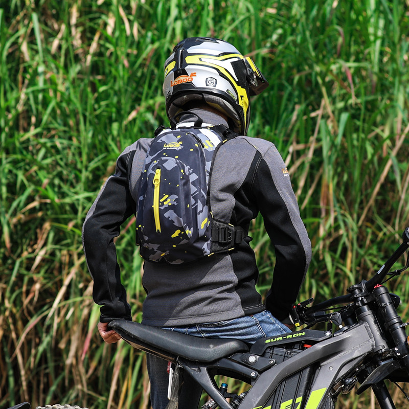 loboo-plecak LOBOO Plecak motocyklowy czarny/szary/fluo 6L, materiał TPU, wodoodporny IPX7, camelbag 1,5L