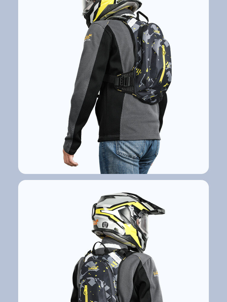 LOBOO Plecak motocyklowy czarny/szary/fluo 6L, materiał TPU, wodoodporny IPX7, camelbag 1,5L