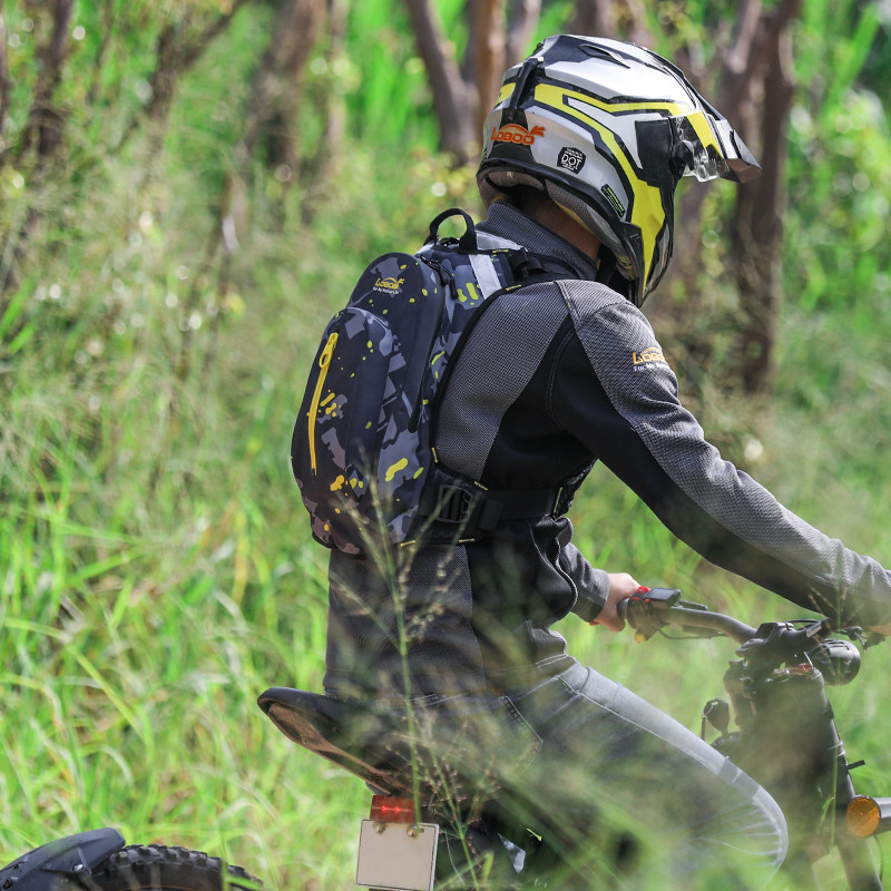 LOBOO Plecak motocyklowy czarny/szary/fluo 6L, materiał TPU, wodoodporny IPX7, camelbag 1,5L