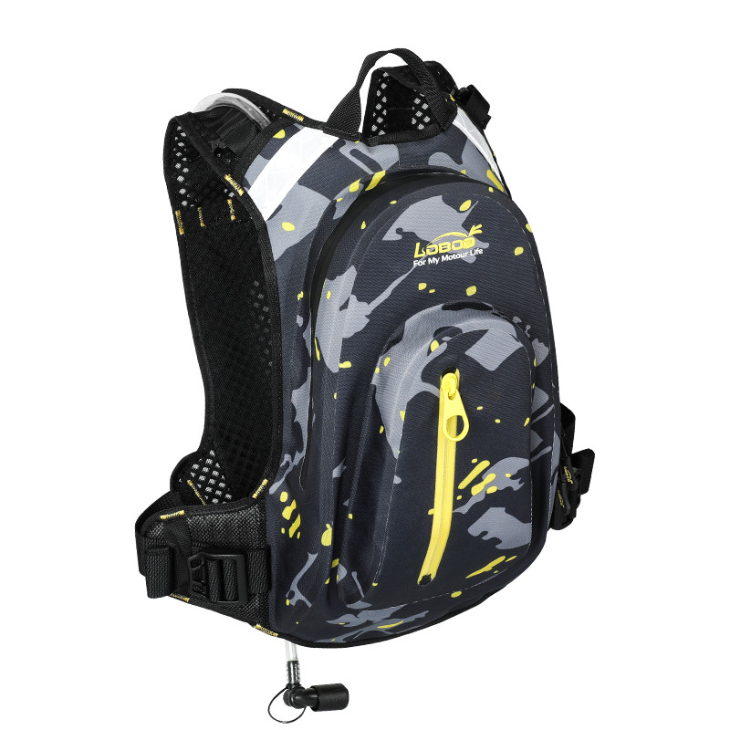LOBOO Plecak motocyklowy czarny/szary/fluo 6L, materiał TPU, wodoodporny IPX7, camelbag 1,5L