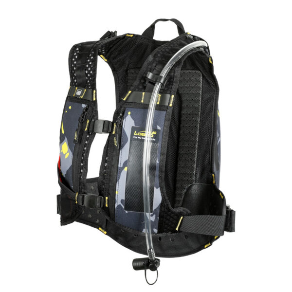 LOBOO Plecak motocyklowy czarny/szary/fluo 6L, materiał TPU, wodoodporny IPX7, camelbag 1,5L