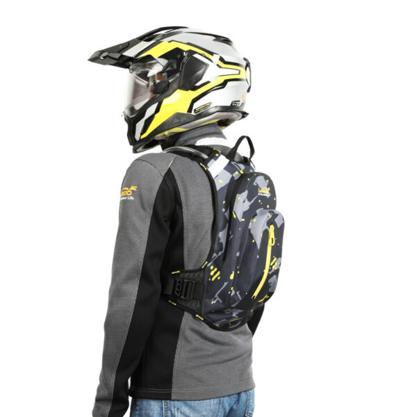 LOBOO Plecak motocyklowy czarny/szary/fluo 6L, materiał TPU, wodoodporny IPX7, camelbag 1,5L