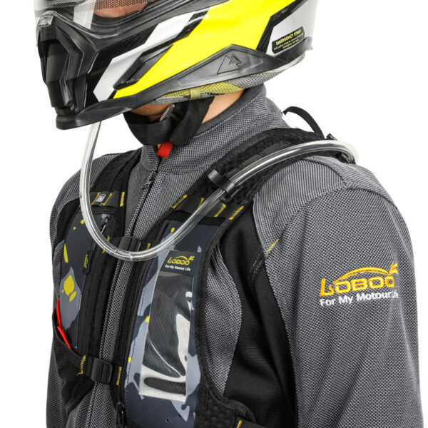 LOBOO Plecak motocyklowy czarny/szary/fluo 6L, materiał TPU, wodoodporny IPX7, camelbag 1,5L