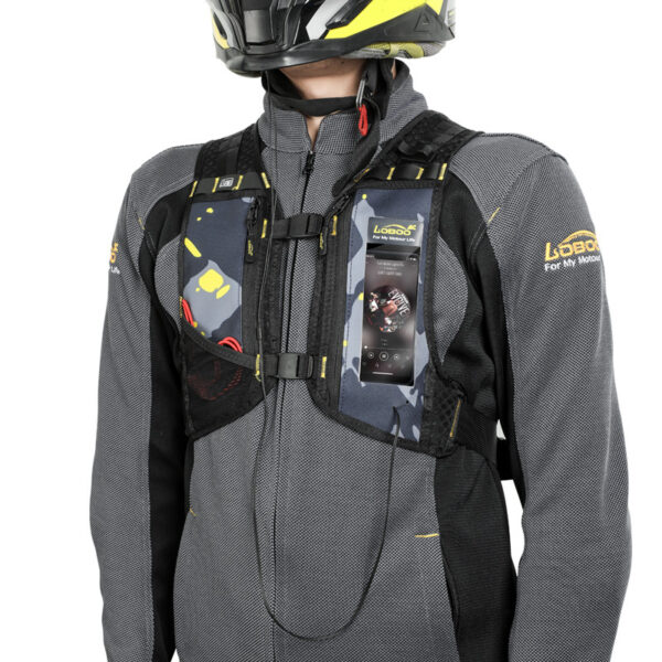 LOBOO Plecak motocyklowy czarny/szary/fluo 6L, materiał TPU, wodoodporny IPX7, camelbag 1,5L