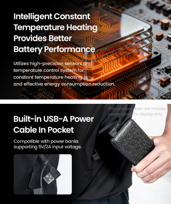 LOBOO Podgrzewana kamizelka czarna, rozm. 2XL