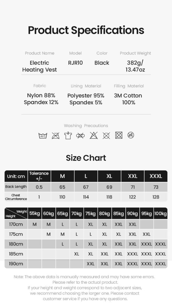 LOBOO Podgrzewana kamizelka czarna, rozm. 3XL