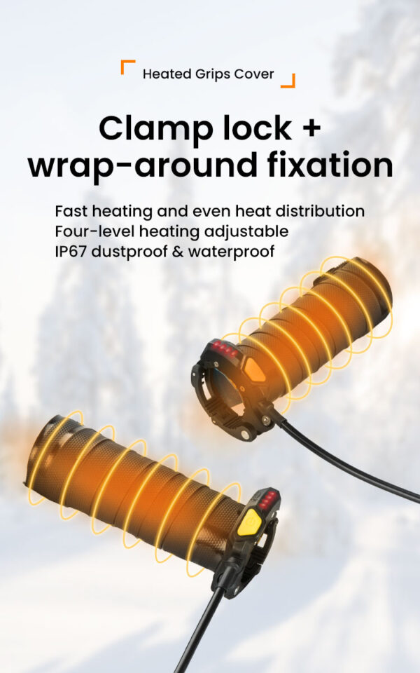 LOBOO Podgrzewane manetki / owijka, 4 tryby grzania, wodoodporne