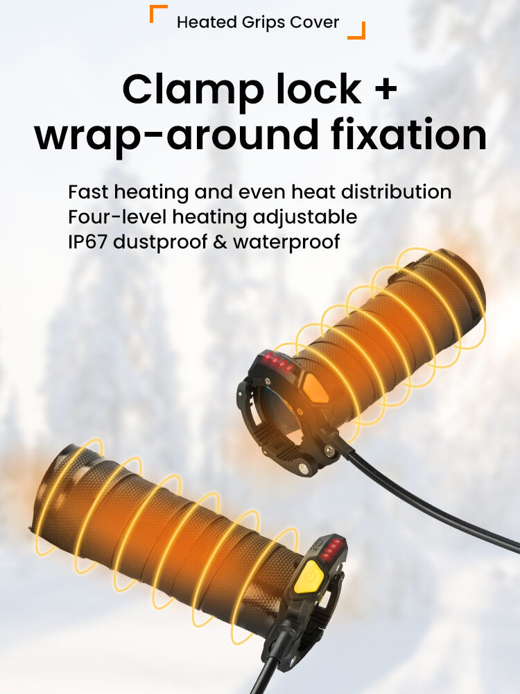 LOBOO Podgrzewane manetki / owijka, 4 tryby grzania, wodoodporne