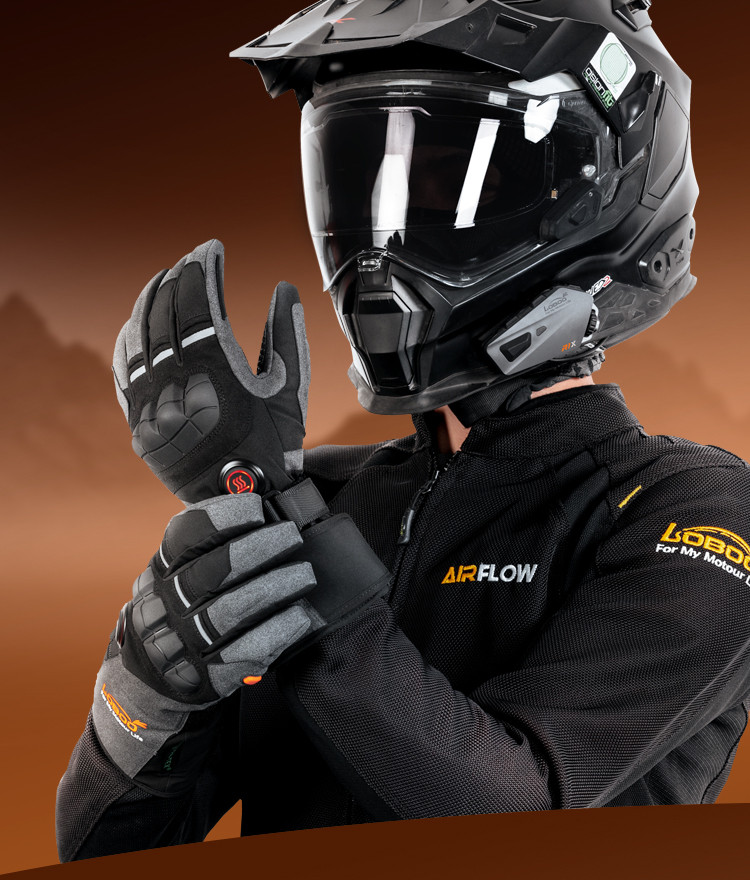 LOBOO Podgrzewane rękawice motocyklowe Czarne rozm. M