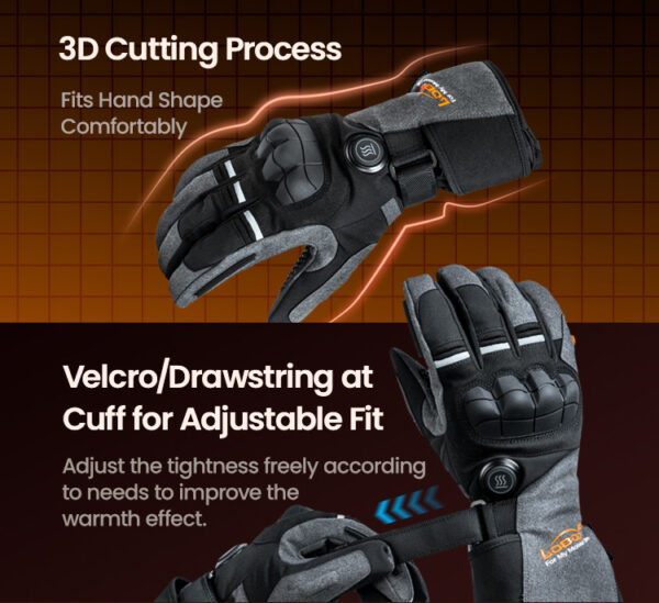 LOBOO Podgrzewane rękawice motocyklowe Czarne rozm. M