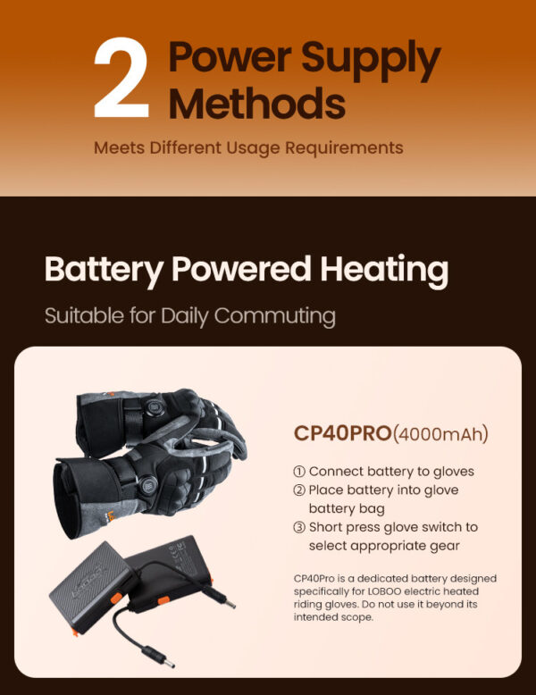 LOBOO Podgrzewane rękawice motocyklowe Czarne rozm. S