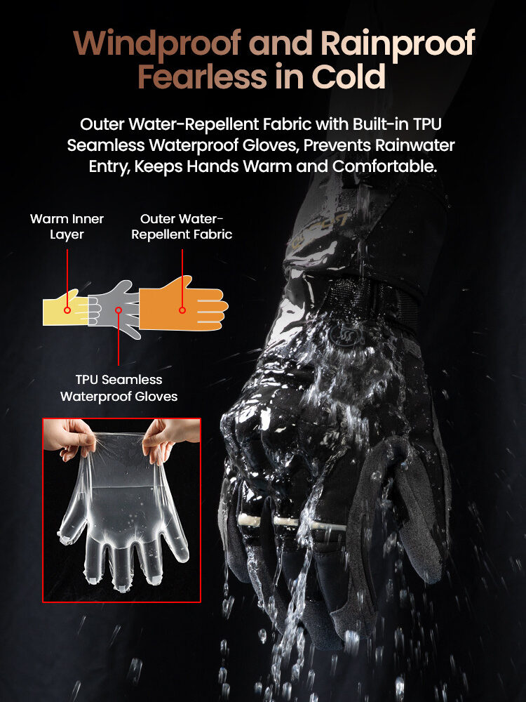 LOBOO Podgrzewane rękawice motocyklowe Czarne rozm. XL