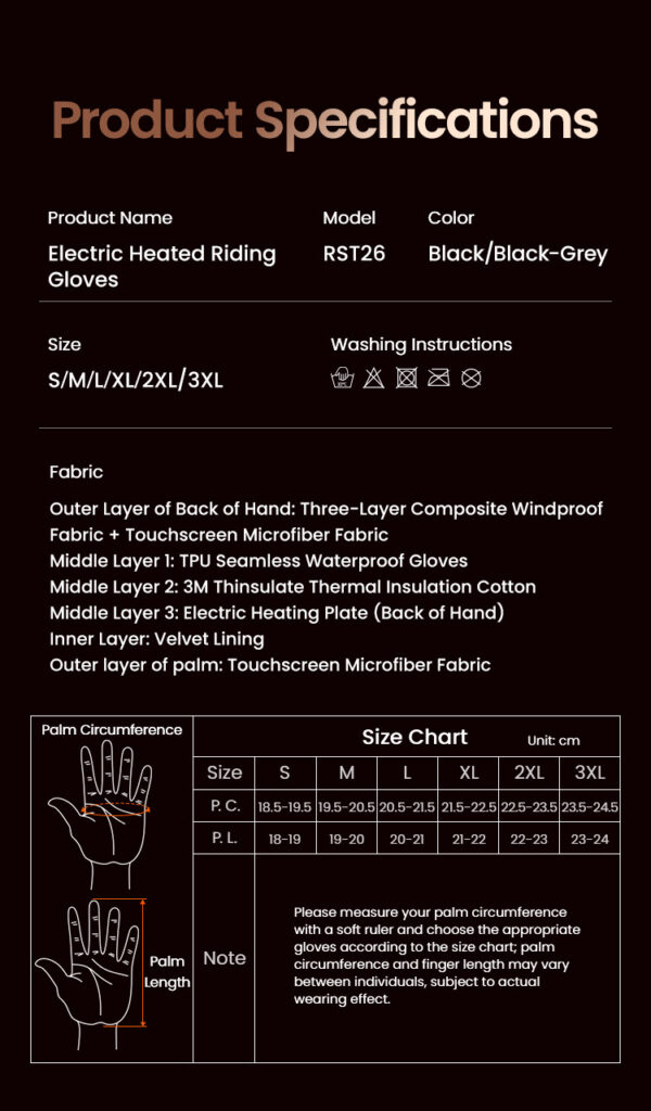LOBOO Podgrzewane rękawice motocyklowe Czarne rozm. XL