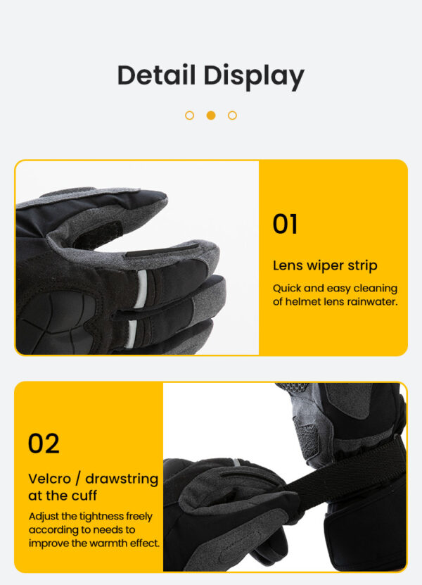 LOBOO Podgrzewane rękawice motocyklowe Czarne rozm.2XL