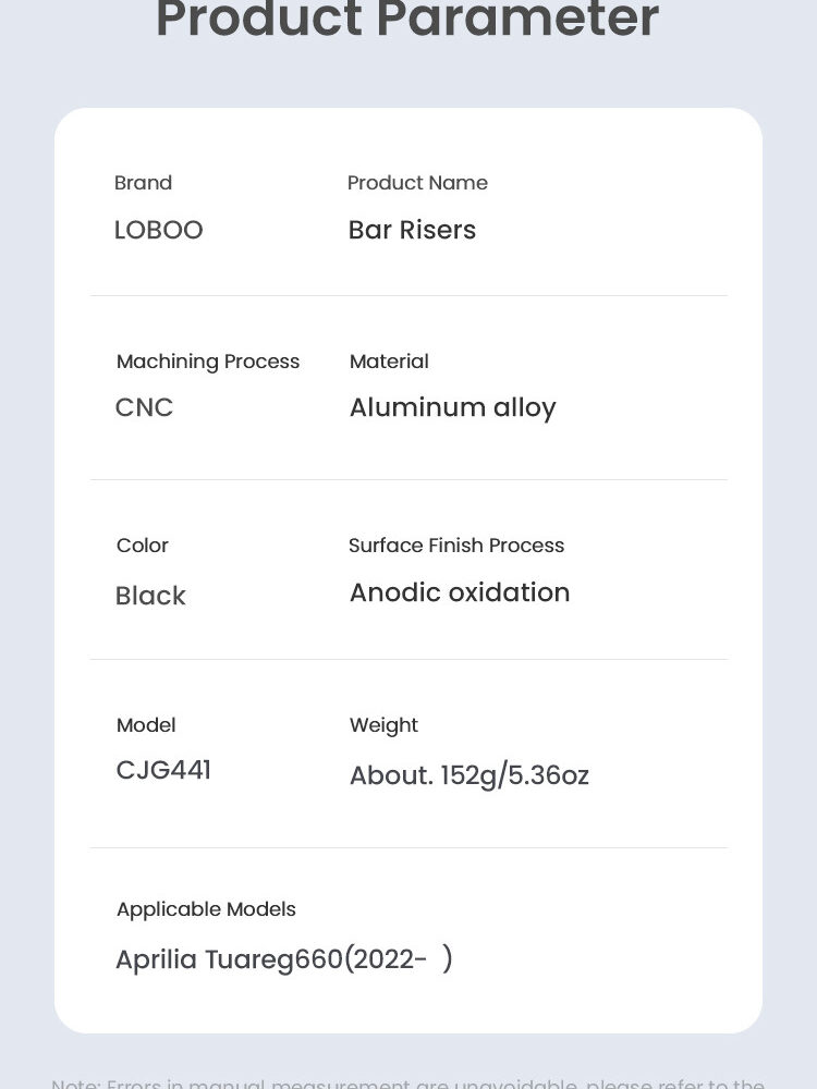 LOBOO Podwyższenie kierownicy do Aprilia Tuareg660 (2022-), podwyższenie 25mm