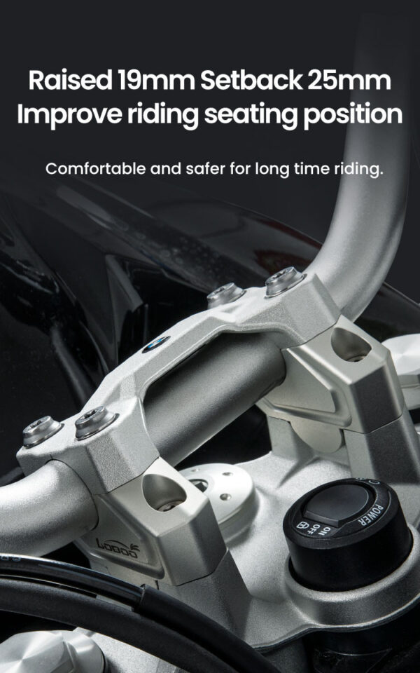LOBOO Podwyższenie kierownicy do BMW F750GS, podwyższenie 23mm, przybliżenie 20mm
