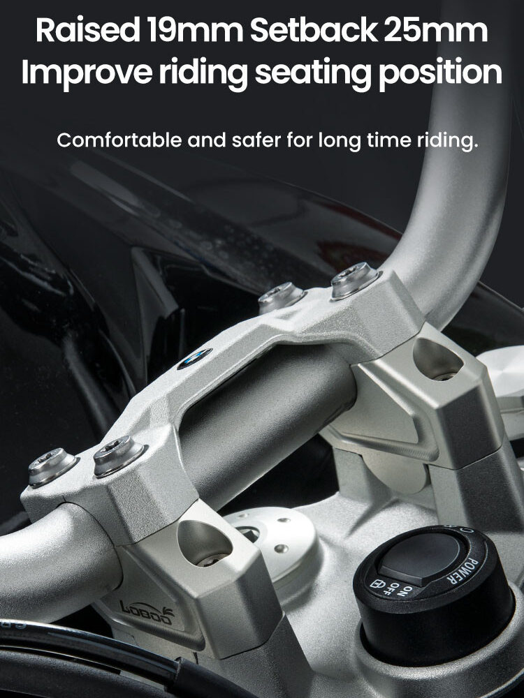 LOBOO Podwyższenie kierownicy do BMW F750GS, podwyższenie 23mm, przybliżenie 20mm
