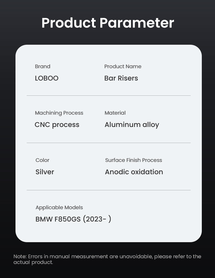 LOBOO Podwyższenie kierownicy do BMW F750GS, podwyższenie 23mm, przybliżenie 20mm