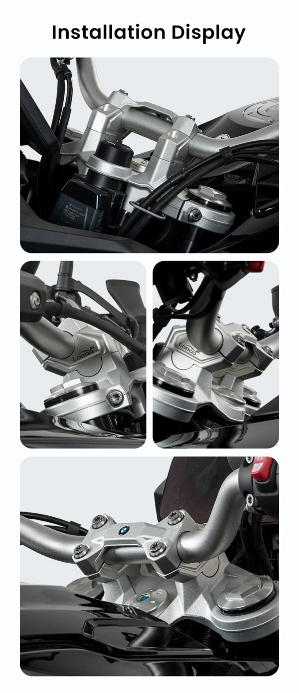 LOBOO Podwyższenie kierownicy do BMW F750GS, podwyższenie 23mm, przybliżenie 20mm