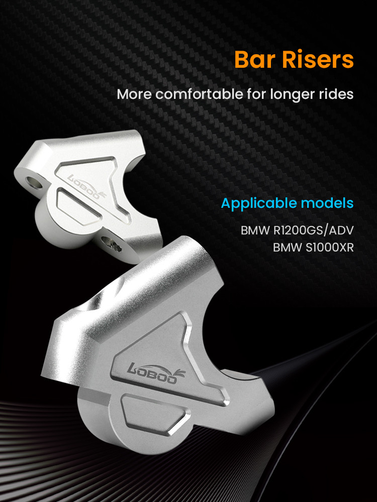 LOBOO Podwyższenie kierownicy do BMW R1200GS/ADV/S1000XR/1250ADV, podwyższenie 30mm, przybliżenie 26mm