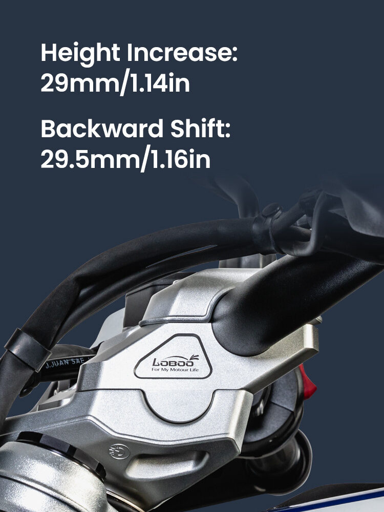 LOBOO Podwyższenie kierownicy do BMW R1300GS (2023-), podwyższenie 29mm, przybliżenie 29mm