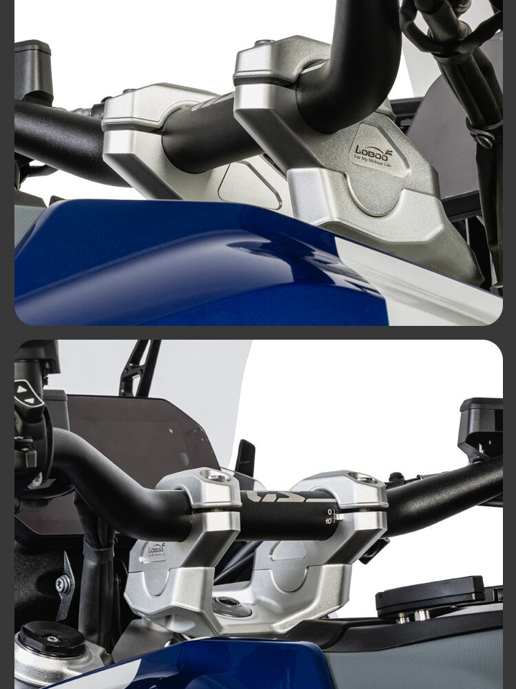 LOBOO Podwyższenie kierownicy do BMW R1300GS (2023-), podwyższenie 29mm, przybliżenie 29mm