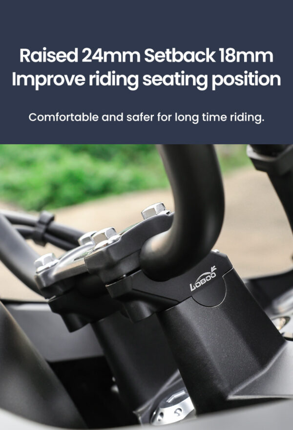 LOBOO Podwyższenie kierownicy do CB400X 2021-, podwyższenie 24mm, przybliżenie 18mm