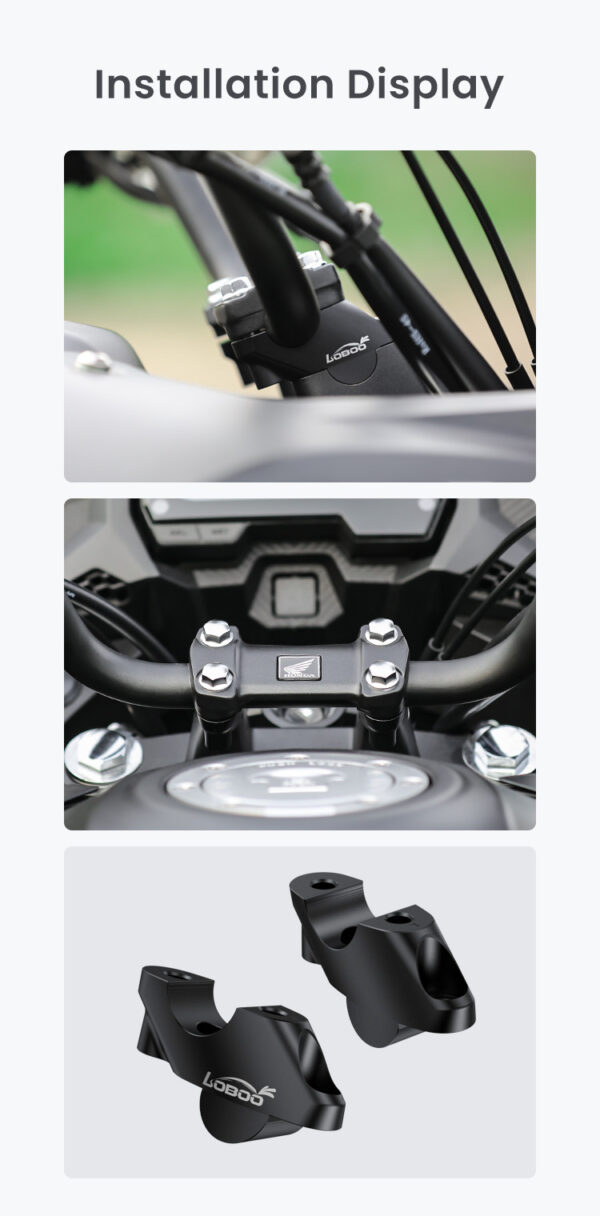 LOBOO Podwyższenie kierownicy do CB400X 2021-, podwyższenie 24mm, przybliżenie 18mm