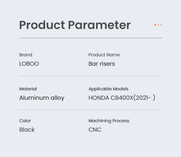 LOBOO Podwyższenie kierownicy do CB400X 2021-, podwyższenie 24mm, przybliżenie 18mm