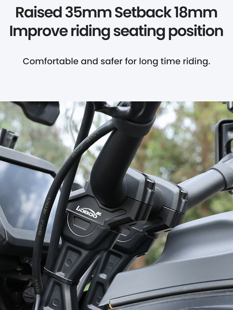 LOBOO Podwyższenie kierownicy do HARLEY-DAVIDSON PAN AMERICA 1250 (2021-), podwyższenie 35mm, przybliżenie 18mm