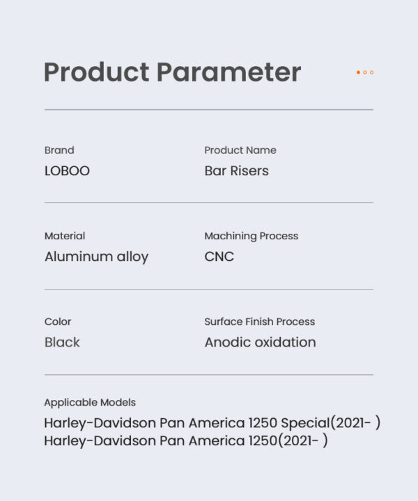 LOBOO Podwyższenie kierownicy do HARLEY-DAVIDSON PAN AMERICA 1250 (2021-), podwyższenie 35mm, przybliżenie 18mm