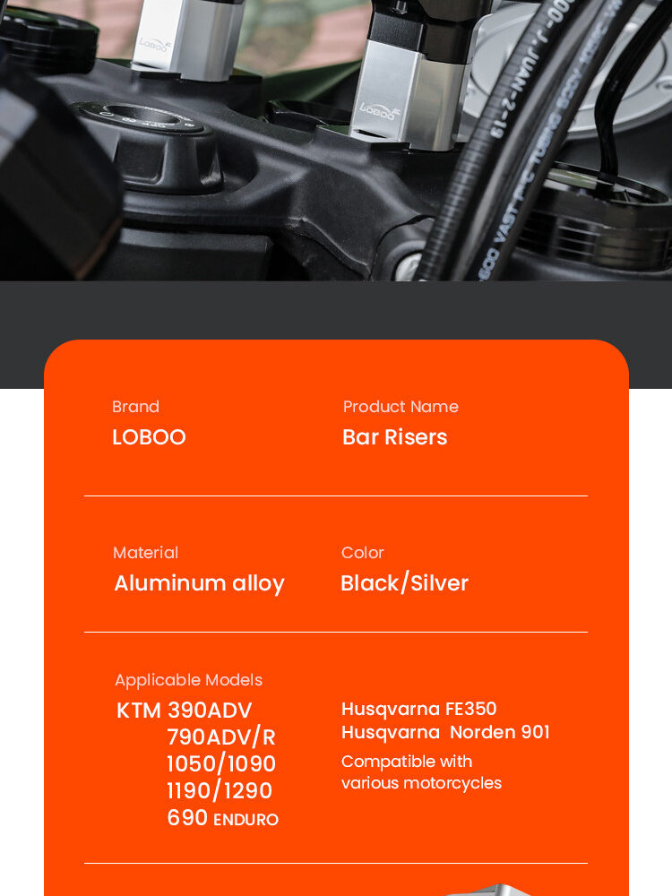 loboo-podwyzszenie-kierownicy-do-ktm690-enduror-ktm790-ktm890-ktm1050-ktm1090-ktm1190-ktm1290-super-adventur-cjg221sl LOBOO Podwyższenie kierownicy do KTM690 ENDURO/R, KTM790, KTM890, KTM1050 , KTM1090 , KTM1190 , KTM1290 (srebrne)
