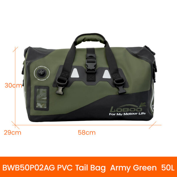 loboo-pvc-torba-bojowo-zielona-50l-upgrade-1040104700101 LOBOO Torba motocyklowa PVC bojowo zielona 50L (z kieszenią separacyjną na mokre rzeczy)