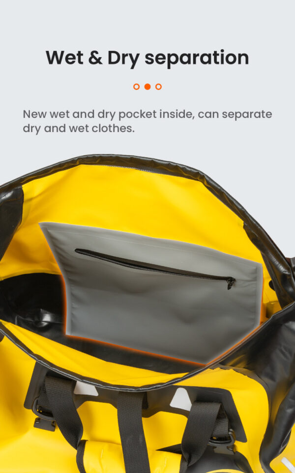 LOBOO Torba motocyklowa PVC bojowo zielona 50L (z kieszenią separacyjną na mokre rzeczy)