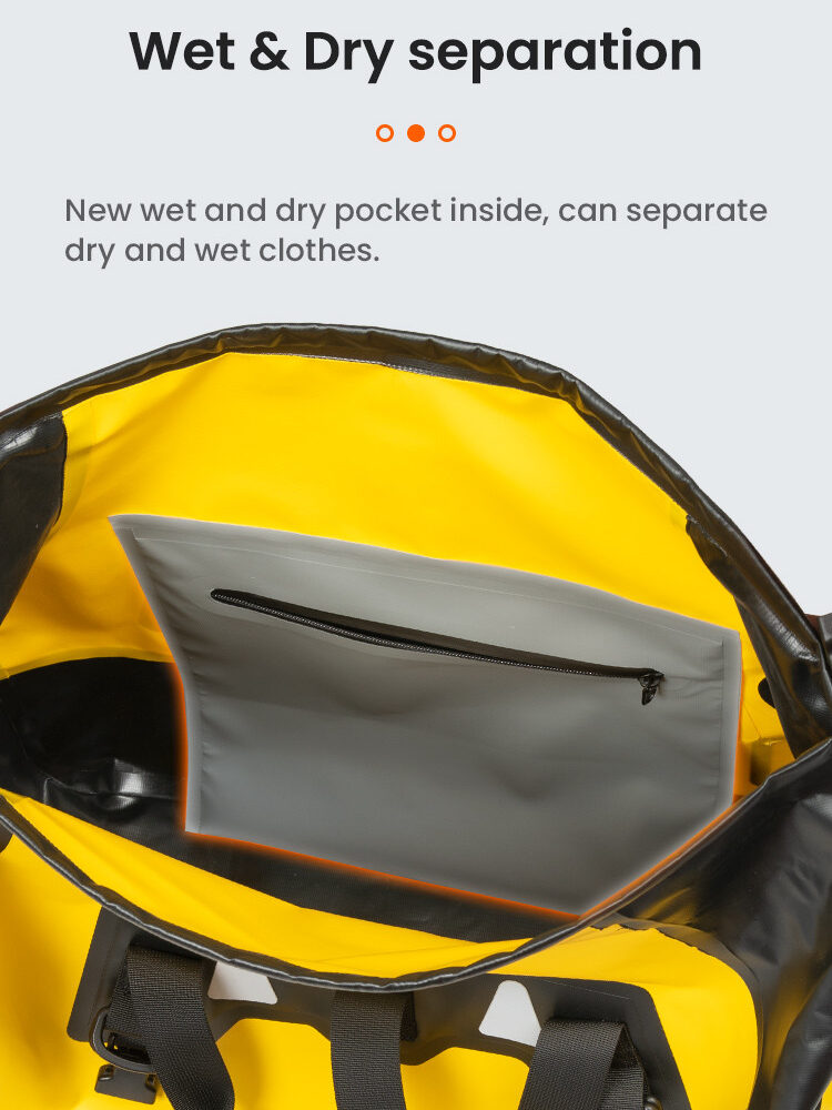 LOBOO Torba motocyklowa PVC czarna 40L (z kieszenią separacyjną na mokre rzeczy)