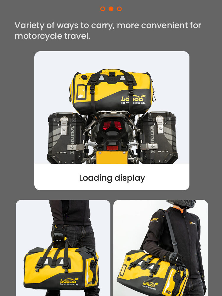 LOBOO Torba motocyklowa PVC czarna 50L (z kieszenią separacyjną na mokre rzeczy)