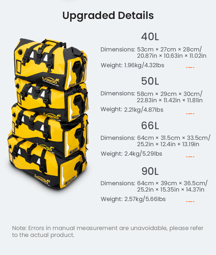 LOBOO Torba motocyklowa PVC fluo 40L (z kieszenią separacyjną na mokre rzeczy)