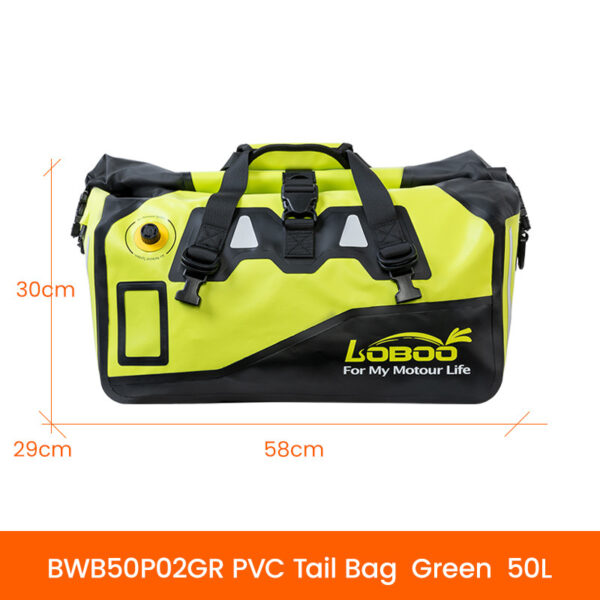 LOBOO Torba motocyklowa PVC fluo 50L (z kieszenią separacyjną na mokre rzeczy)