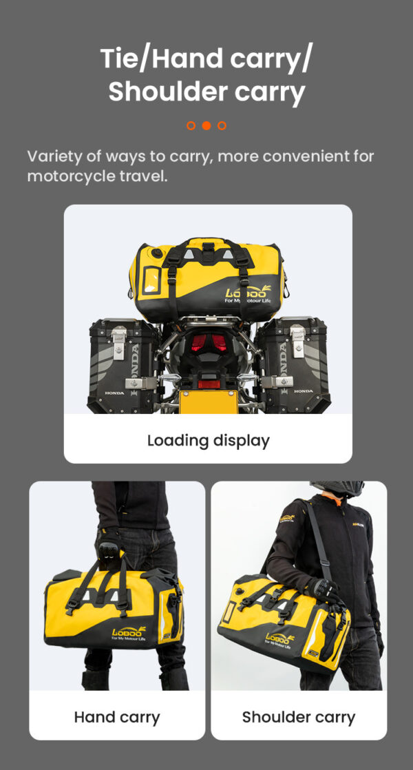LOBOO Torba motocyklowa PVC fluo 66L (z kieszenią separacyjną na mokre rzeczy)