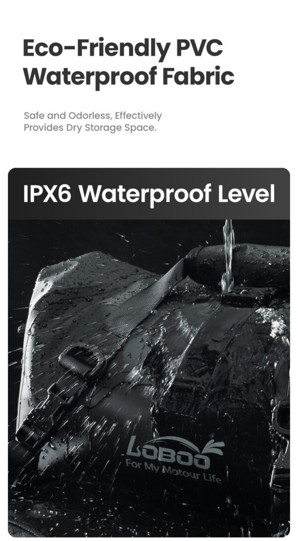 LOBOO Torba motocyklowa PVC szara 20L, magnetyczne zapięcie, wodoodporna