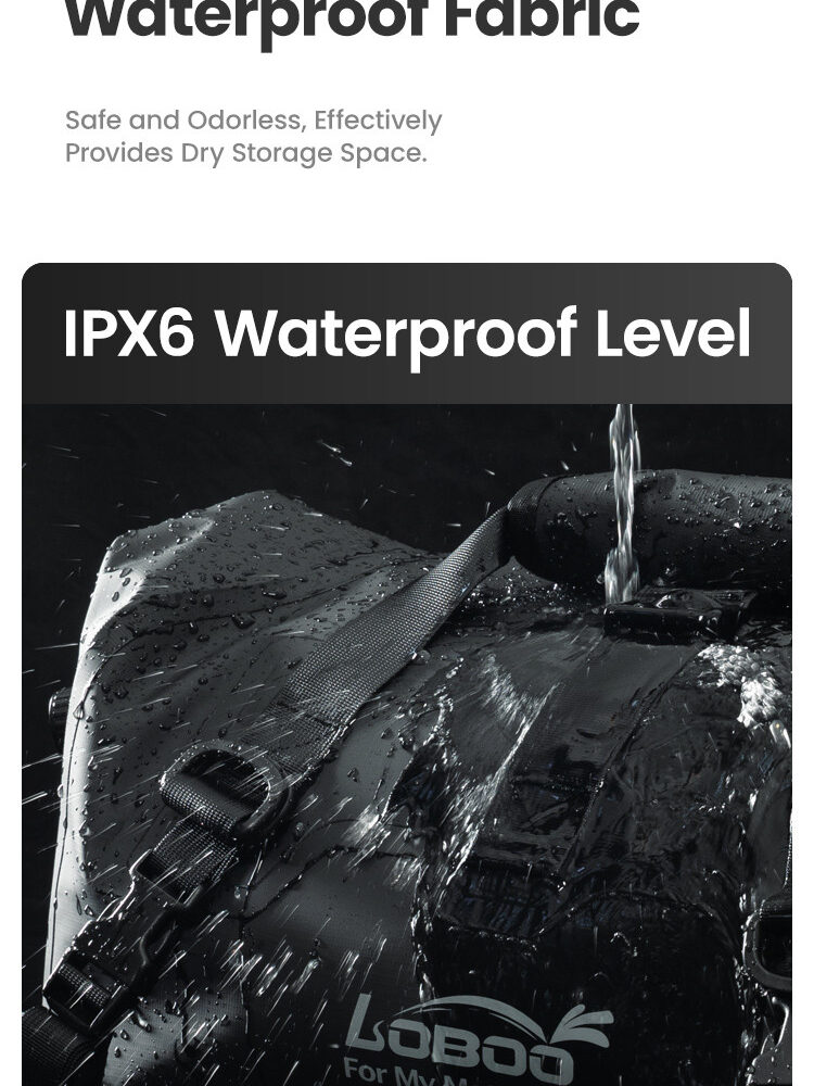 LOBOO Torba motocyklowa PVC szara 20L, magnetyczne zapięcie, wodoodporna