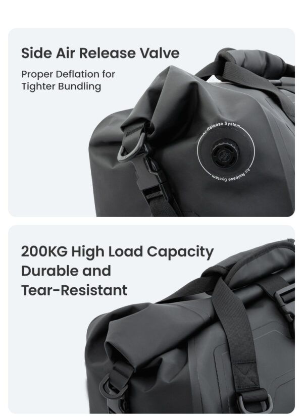 LOBOO Torba motocyklowa PVC szara 20L, magnetyczne zapięcie, wodoodporna