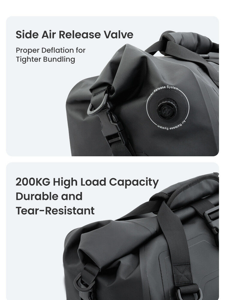 LOBOO Torba motocyklowa PVC szara 20L, magnetyczne zapięcie, wodoodporna