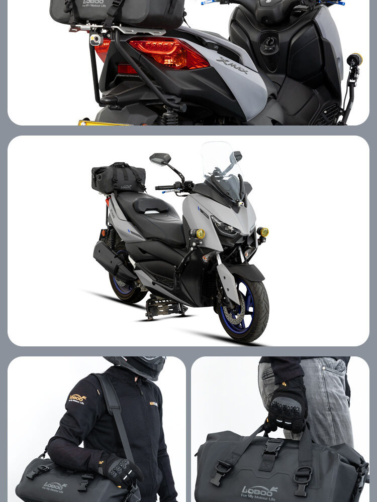 LOBOO Torba motocyklowa PVC szara 20L, magnetyczne zapięcie, wodoodporna