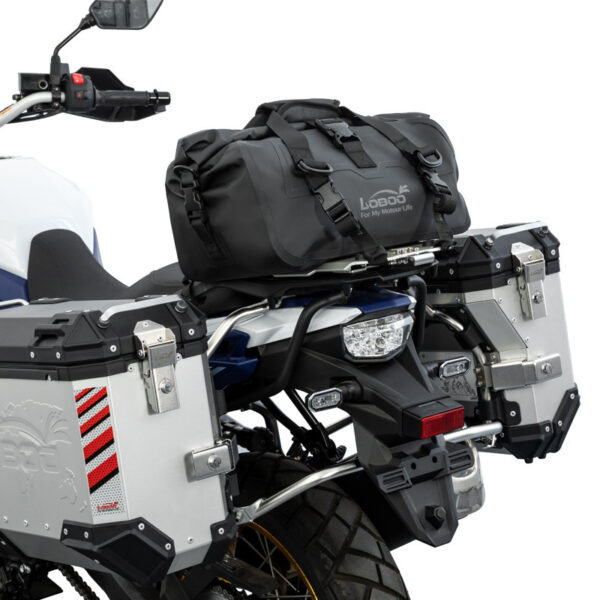 LOBOO Torba motocyklowa PVC szara 20L, magnetyczne zapięcie, wodoodporna