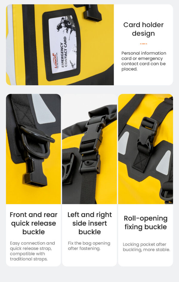 LOBOO Torba motocyklowa PVC żółta 40L (z kieszenią separacyjną na mokre rzeczy)