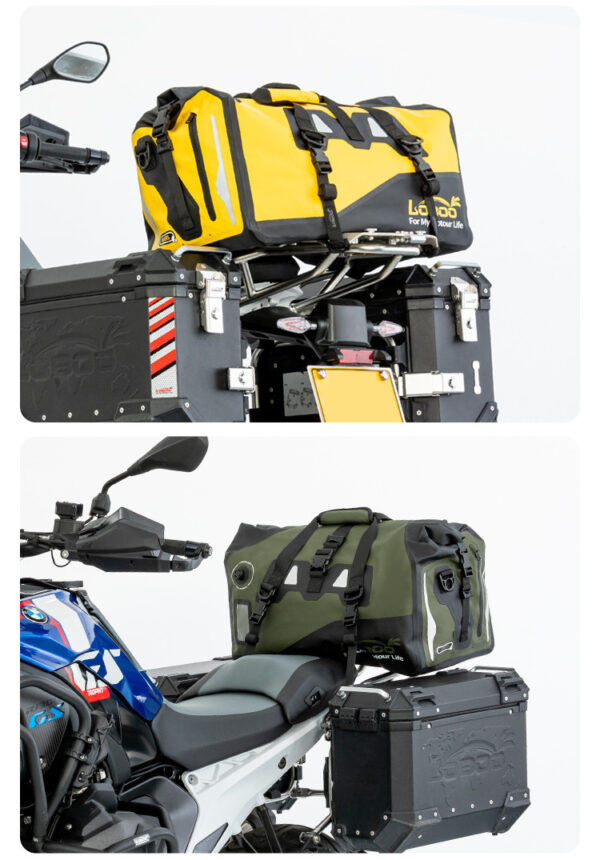 LOBOO Torba motocyklowa PVC żółta 50L (z kieszenią separacyjną na mokre rzeczy)