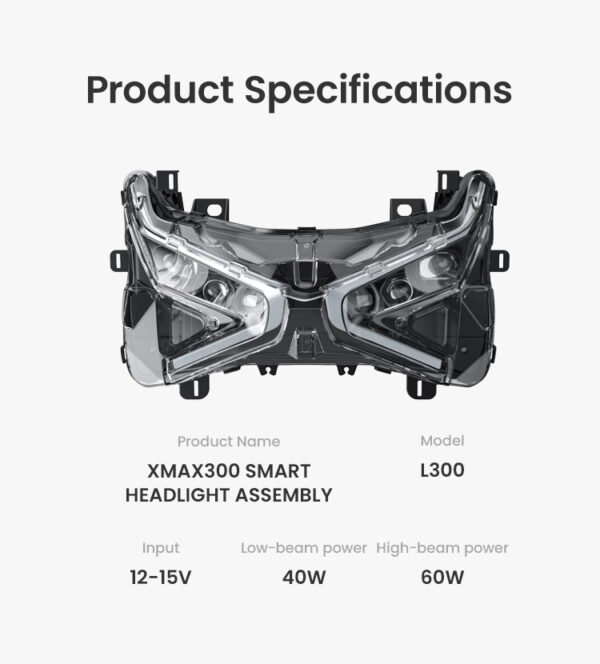 LOBOO Reflektor przedni z doświetlaniem zakrętów do YAMAHA XMAX300 (2023-)