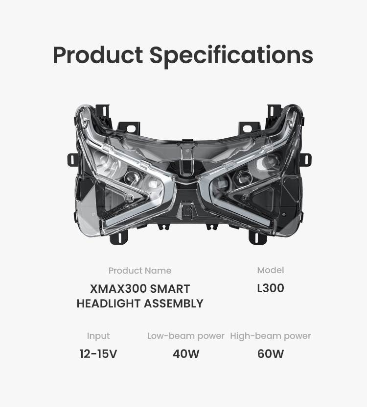 LOBOO Reflektor przedni z doświetlaniem zakrętów do YAMAHA XMAX300 (2023-)