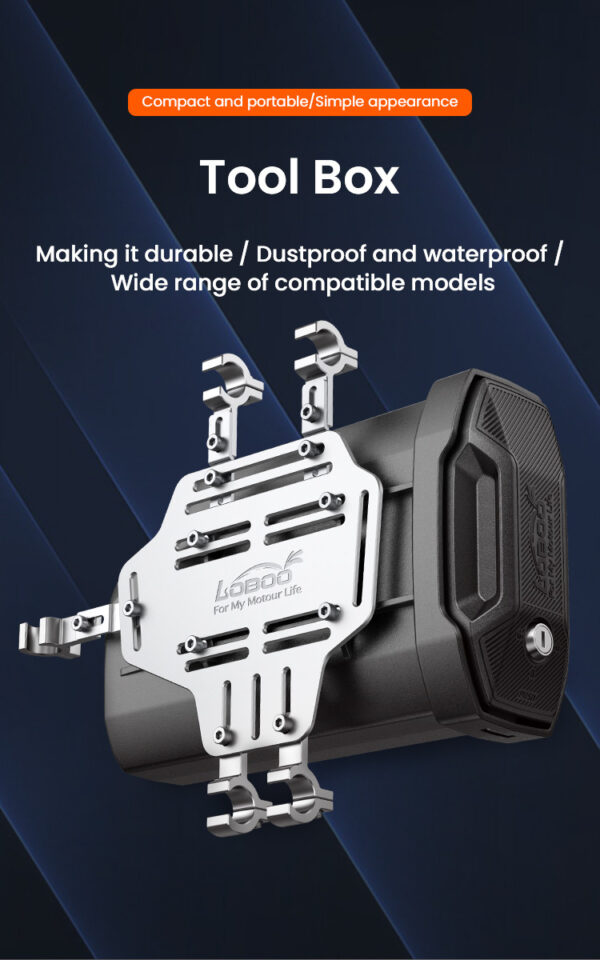 LOBOO Skrzynka na narzędzia 2,3L (pojemnik, narzędziówka) z płytą montażową, montowana do uchwytów kufrów bocznych